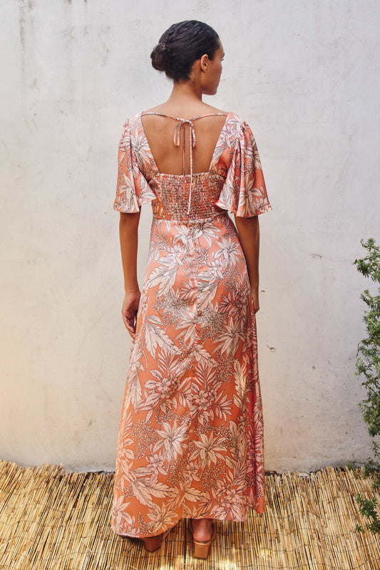 Tessy Floral Maxi Dress in Fall Sunglow