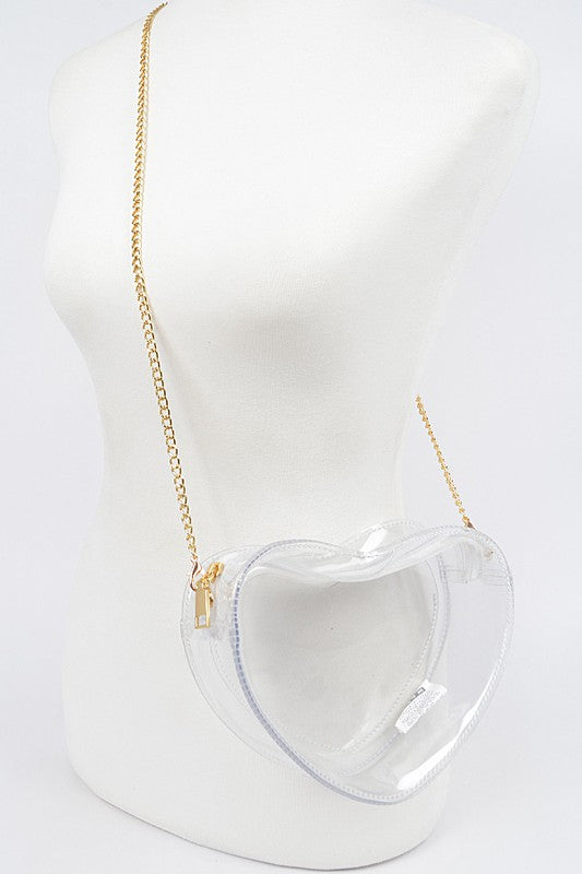 Heart Clear Stadium Bag in Gold