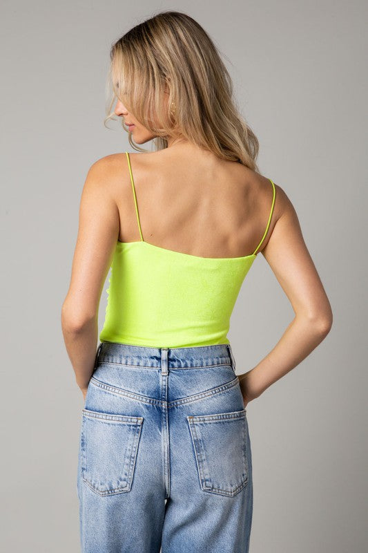 Clea Ruched Strappy Tank in Neon Yellow – JamesC Boutique