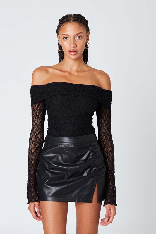 Celine Faux Leather Skort in Black