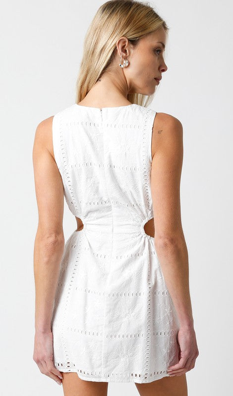 Essie Eyelet Cutout Dress in White