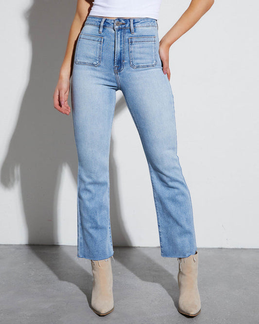 Elize High Rise Stretch Straight Jeans