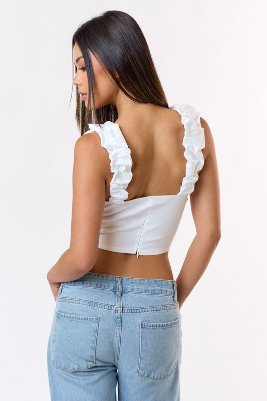 Lenora Ruffle Top in White