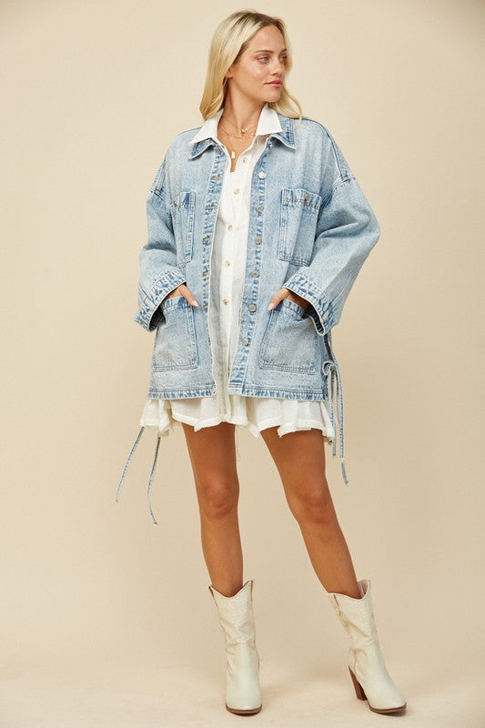 Everynn Tie Oversized Denim Jacket