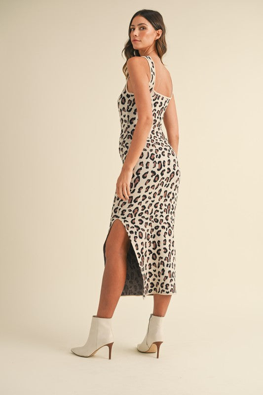 Jovie Leopard Sweater Midi Dress