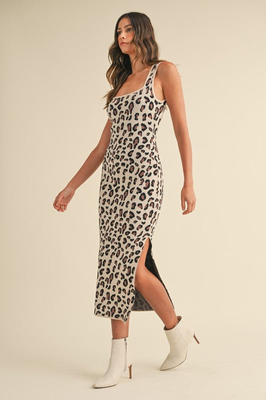 Jovie Leopard Sweater Midi Dress