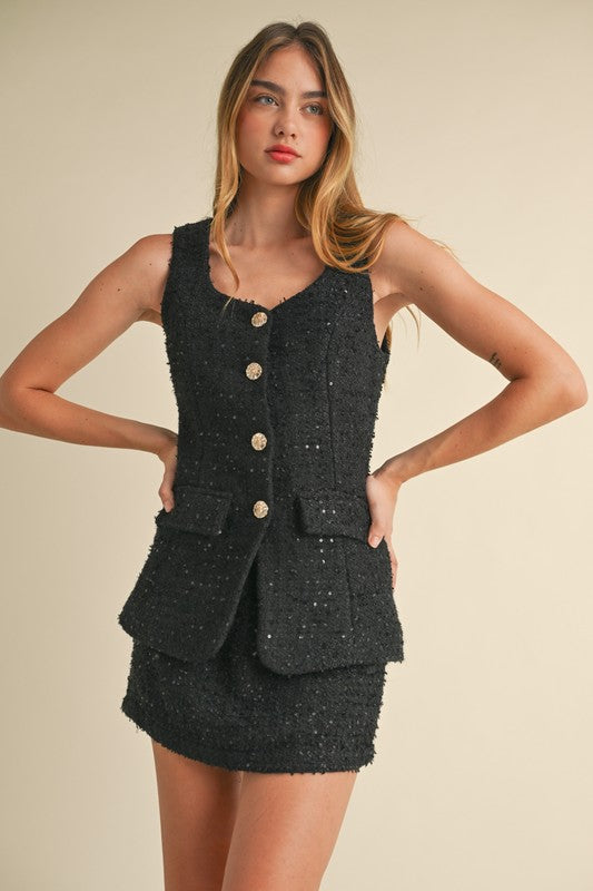 Hilcrest Sequin Tweed Romper