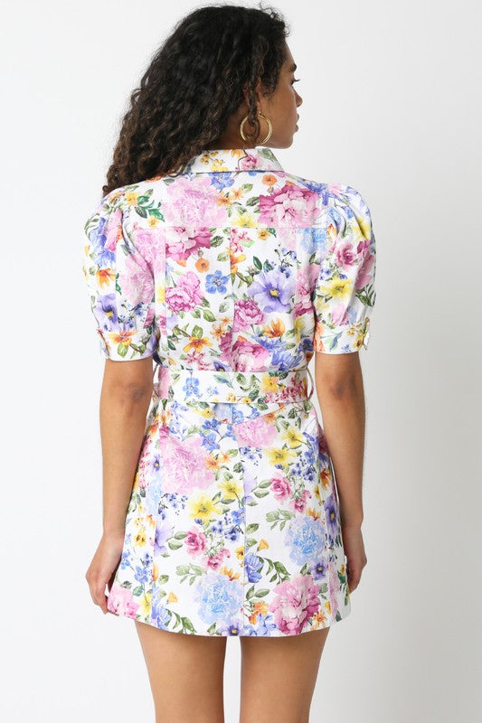 Adela Floral Denim Dress