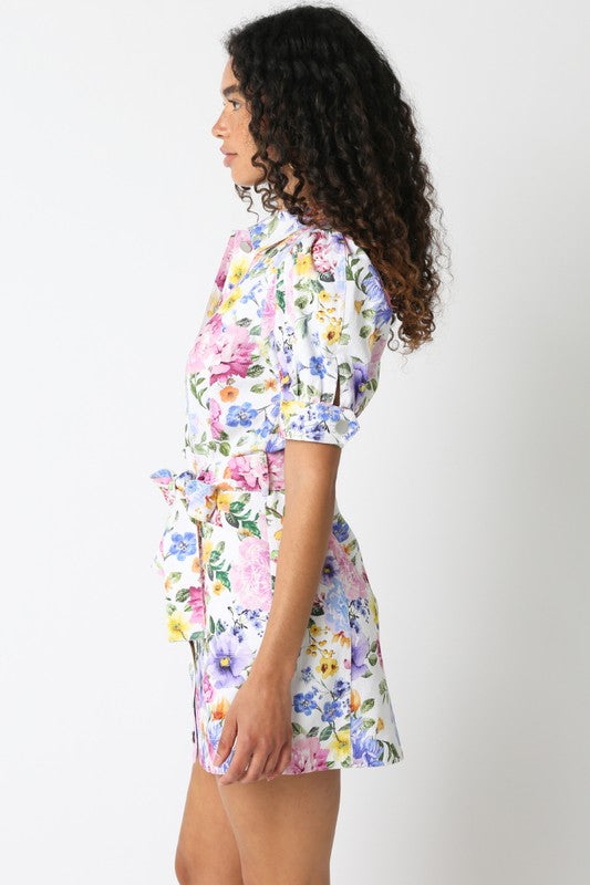 Adela Floral Denim Dress