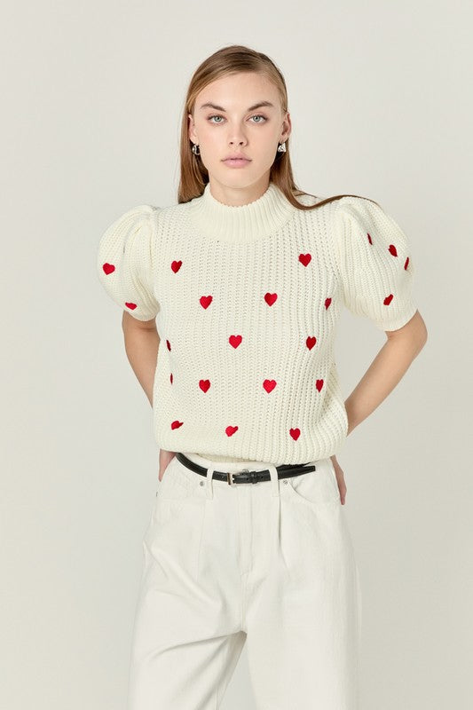 Heart You Puff Sleeve Sweater