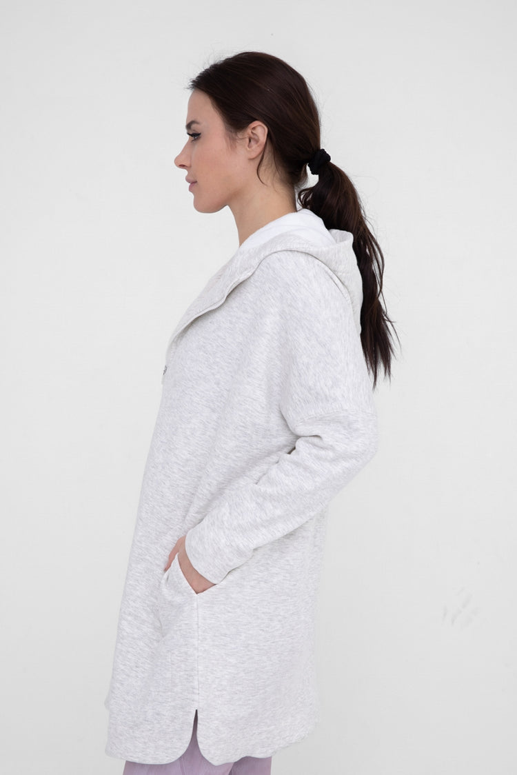 Hollis Oversized Zip Cardigan in Heather Grey