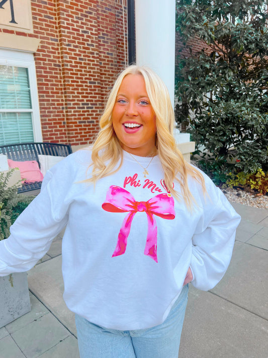 JCB EXCLUSIVE | Pink Bow Sorority Crewneck Sweatshirt