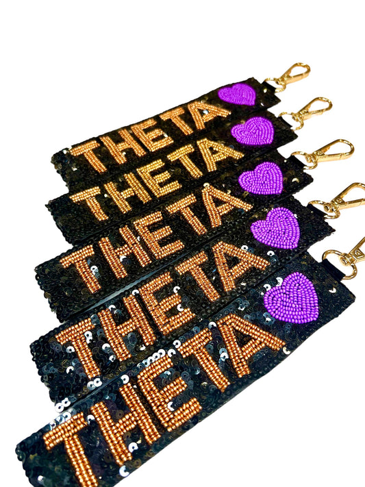 Theta Heart Sequin Wristlet