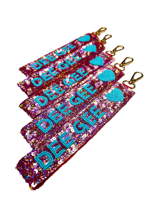 Delta Gamma Heart Sequin Wristlet