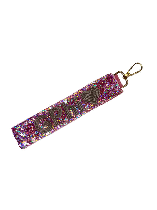 Gamma Phi Heart Sequin Wristlet