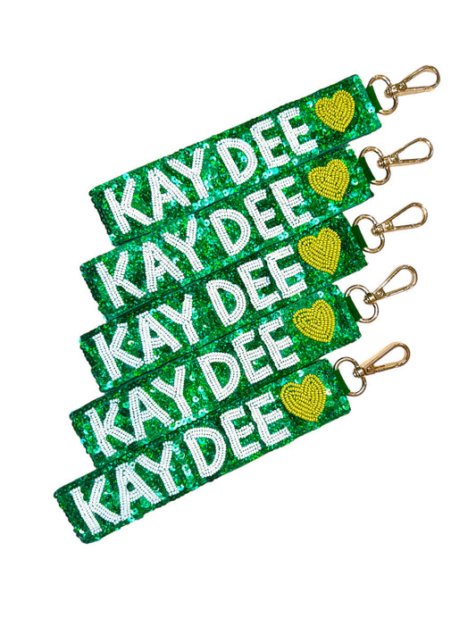 Kappa Delta Heart Sequin Wristlet