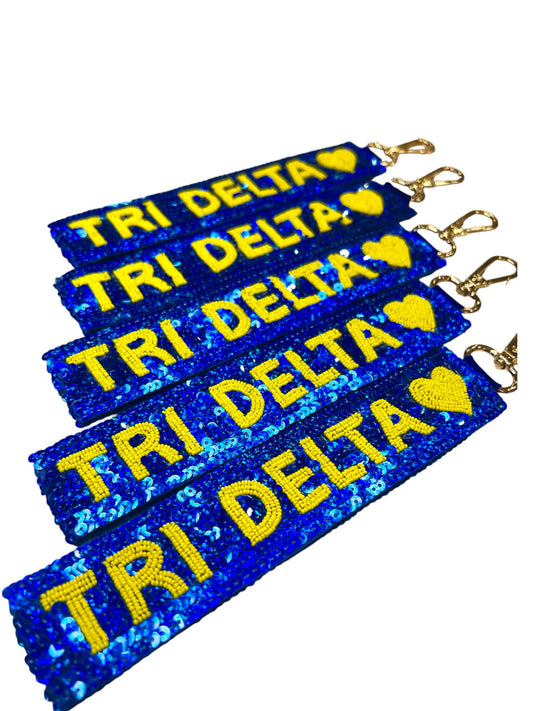 Tri Delta Heart Sequin Wristlet