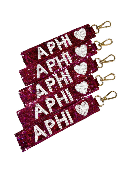 Alpha Phi Heart Sequin Wristlet