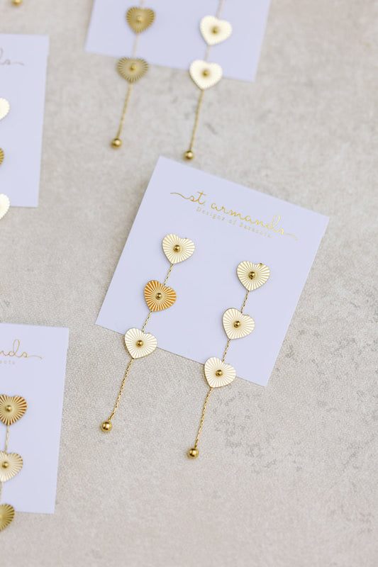 Gold Heart Duster Drop Earrings | St. Armands Designs