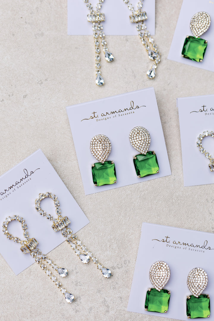 Crystal Peridot Gum Drop Earrings | St. Armands Designs