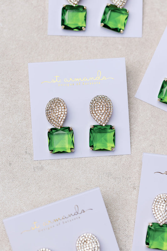 Crystal Peridot Gum Drop Earrings | St. Armands Designs