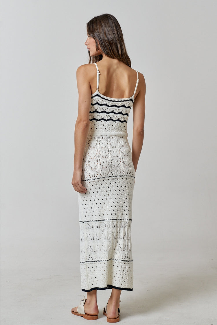 Vivien Crochet Striped Midi Dress