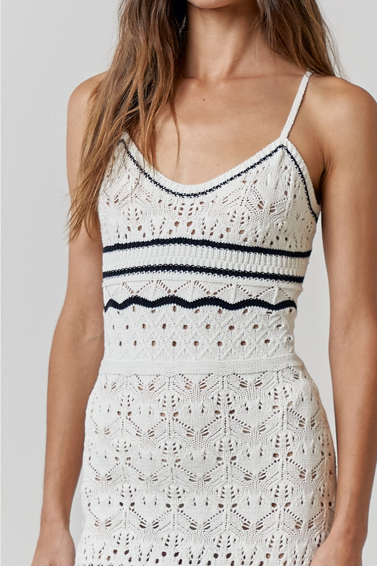 Vivien Crochet Striped Midi Dress