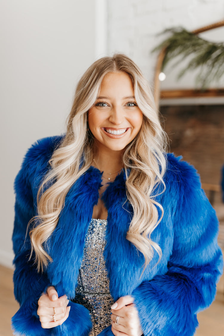 Royce Fur Jacket in Royal Blue