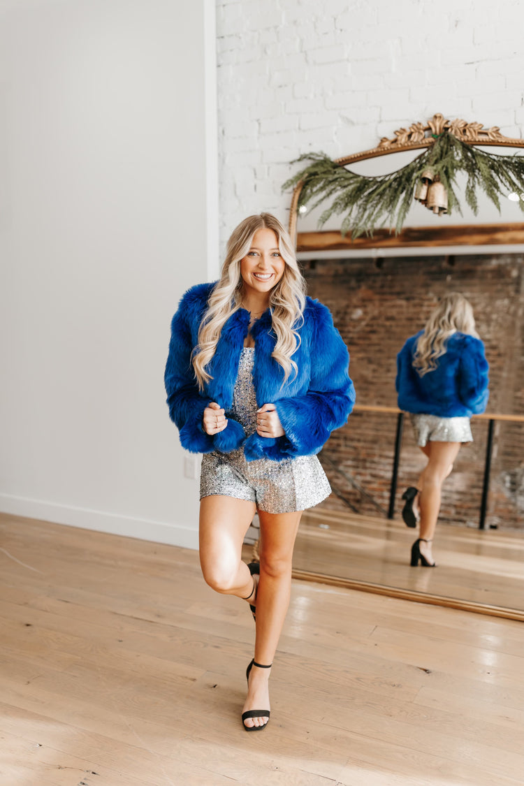 Royce Fur Jacket in Royal Blue