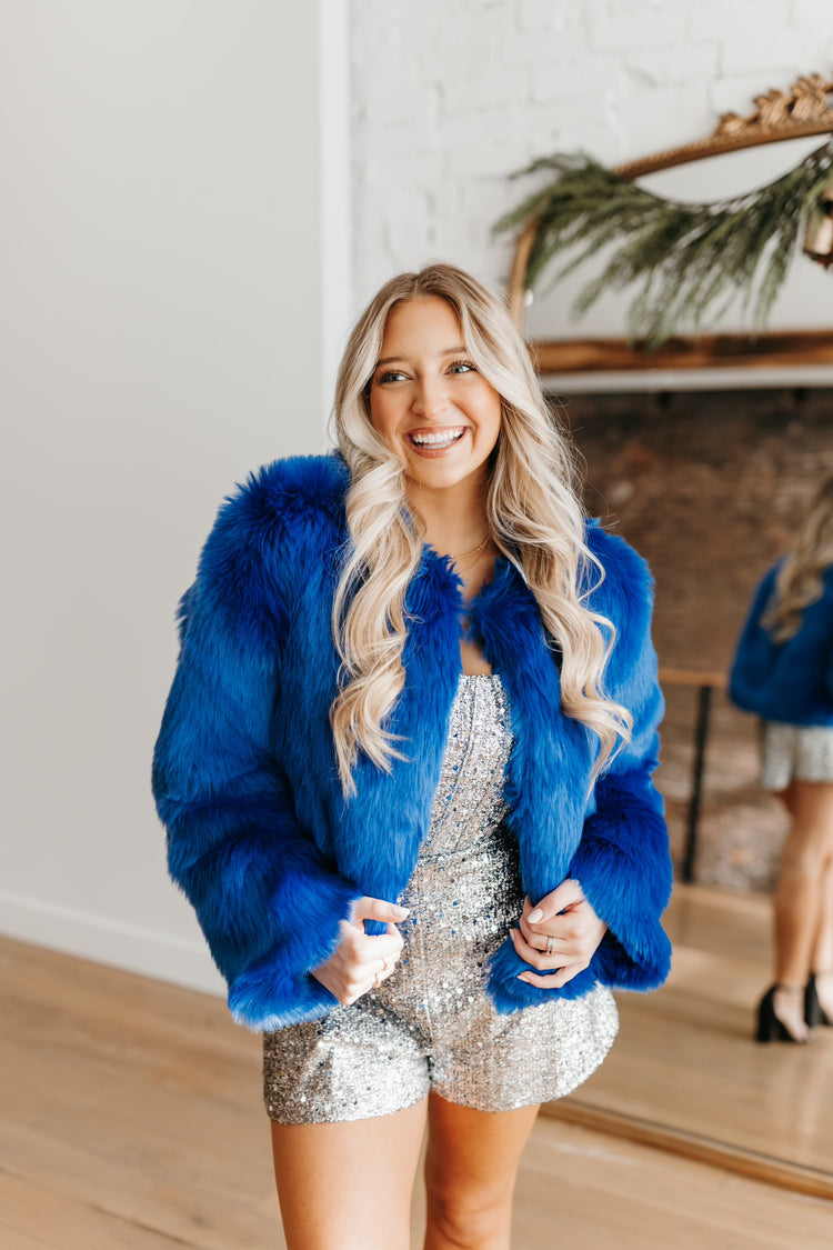 Royce Fur Jacket in Royal Blue