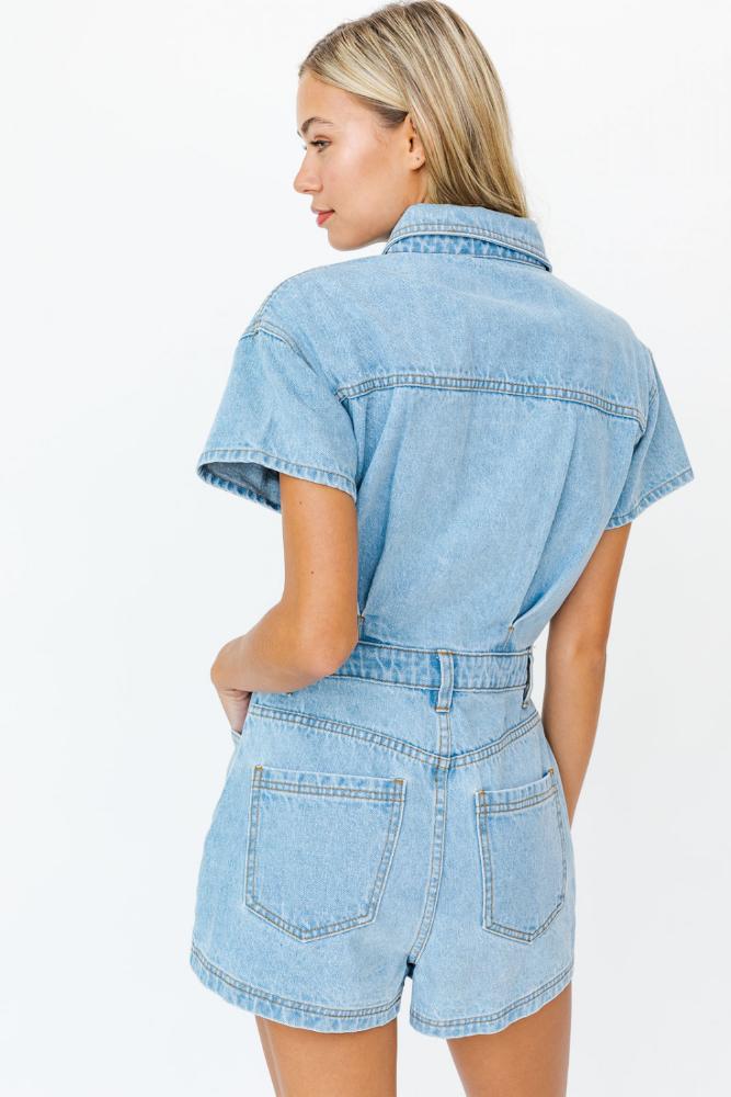 Kendall Pocketed Denim Romper