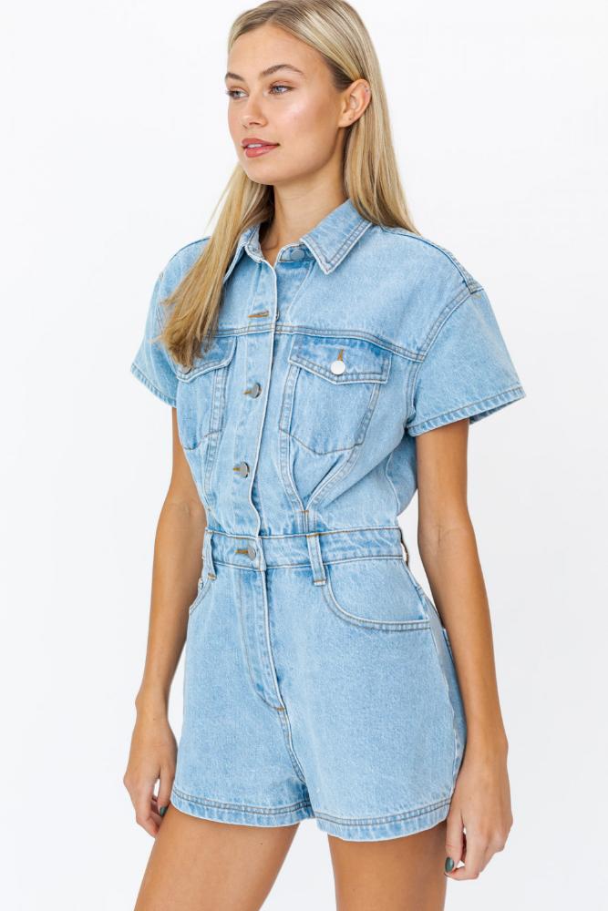 Kendall Pocketed Denim Romper